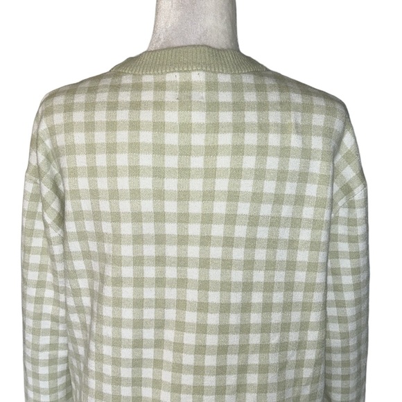 JOIE Green Gingham Checker Plaid Gold Button Front Cardigan - M - Picture 7 of 12